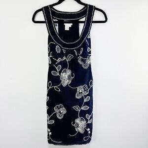 Max Studio Specialty Products Lined Cotton Sleeveless Embroidered Black Dress M
